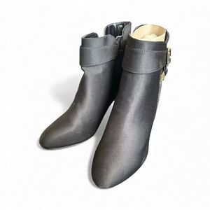 Liz Claiborne satin Elegant Black Ankle Boots sz 9.5 nwob,,3A